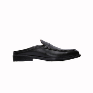 Ezra Full Grain Leather Mules With Rubber Sole