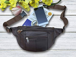 Lawrence Leather Medium Size Crossbody Fanny Pack Brown