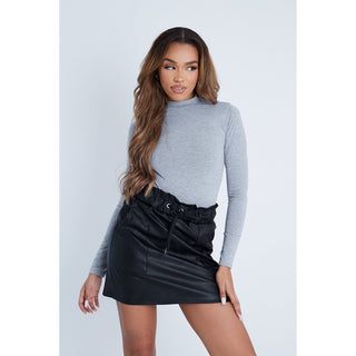 Isabelle Women's Genuine Leather Mini Skirt Black