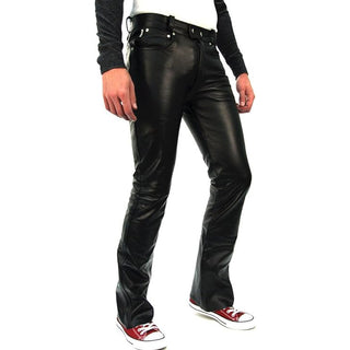 Elliot Men's Real Leather Fitted Pants Black