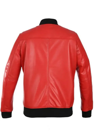 Lyla Women's Real Leather Bomber Jacket Red
