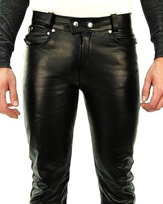 Sebastian Men's Real Leather Tight Pants Black