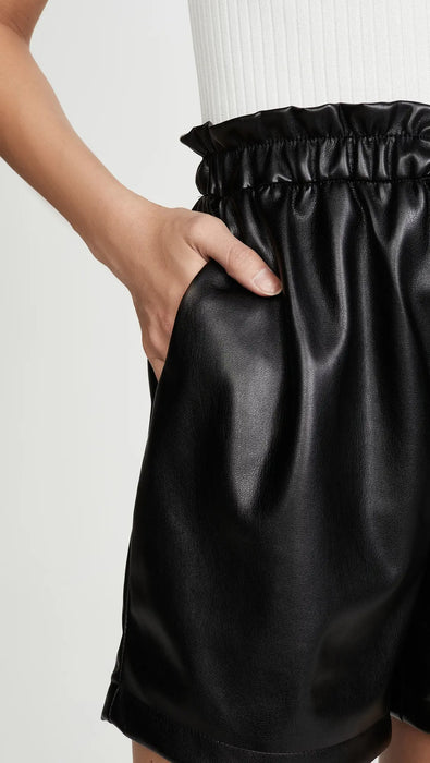 Matilda Women's Real Leather Stylish Shorts Black