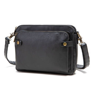 Emily Women's Three Layer Leather Zipper Crossbody Handbag