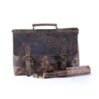 Raymond Vintage Retro Buffalo Leather Briefcase Brown