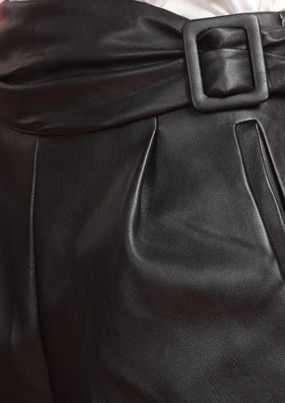 Esme Women's Real Leather Fashion Shorts Black