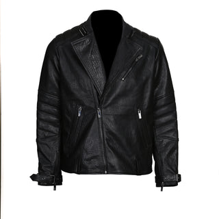 David Genuine Leather Biker Jacket Black