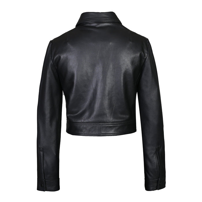 Milwaukee Sheep Nappa Moto Cropped Leather Jacket