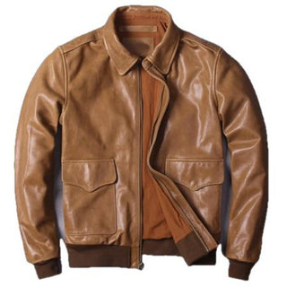 US A2 Flight Mens Bomber Genuine Leather Jacket