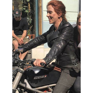 Scarlett Johansson Leather Biker Jacket Black