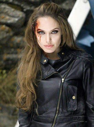 Angelina Jolie wanted Leather Jacket Black