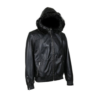 Fargo Men's Silver Fox Fur Hooded Leather Jacket-Mens Leather Jacket-Inland Leather Co.-Inland Leather Co.