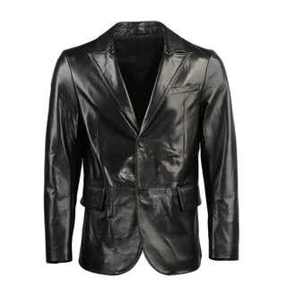 Gerard Mens 2 Button New Zealand Leather Blazer-Mens Leather Coat-Inland Leather Co.-Black-S-Inland Leather Co.