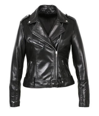 Kylee Womens New Zealand Motorcycle Leather Jacket-Womens Leather Coat-Inland Leather Co.-Black-S-Inland Leather Co.