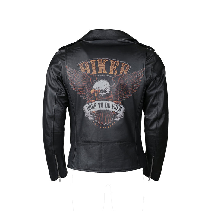 MKL - Pro Men's Motorcycle Leather Jacket-Mens Motorcycle Jacket-Inland Leather-XXS-Printed "Born to Be Free"-Inland Leather Co