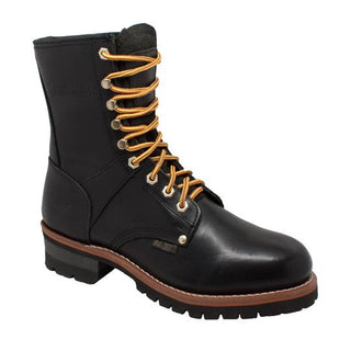 Men's 9" Logger Black Leather Boots-Mens Leather Boots-Inland Leather Co-6.5-Black-M-Inland Leather Co