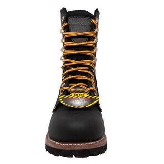 Men's 9" Steel Toe Logger Black Leather Boots-Mens Leather Boots-Inland Leather Co-Inland Leather Co