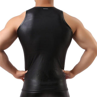 Mens Leather Tank Top Sleeveless Clubwear-Leather Tops-Inland Leather Co-Inland Leather Co