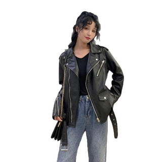 Shae Womens Classic Leather Jacket-Womens Leather Jacket-Inland Leather Co. Est. 2020-Black-S-Inland Leather Co.