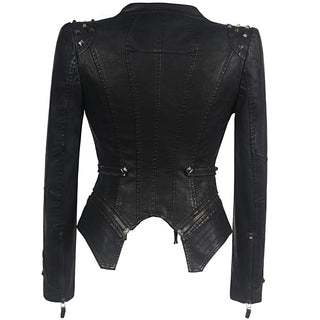 Sheryl Women's Moto Faux Leather Jacket-Womens Faux Leather Jacket-Inland Leather Co-Inland Leather Co.