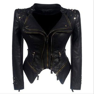 Sheryl Women's Moto Faux Leather Jacket-Womens Faux Leather Jacket-Inland Leather Co-Inland Leather Co.
