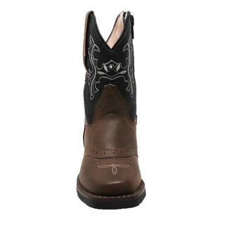 Toddler's Western Light Up Boot Brown/Black Leather Boots-Toodlers Leather Boots-Inland Leather Co-Inland Leather Co
