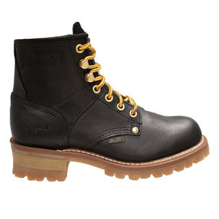 Women 6" Logger, Black Leather Boots-Womens Leather Boots-Inland Leather Co-Inland Leather Co