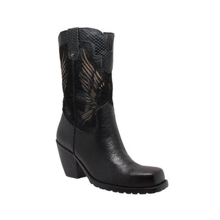 Women's 11" Laser Eagle Boot Black Leather Boots-Womens Leather Boots-Inland Leather Co-6-Black-M-Inland Leather Co