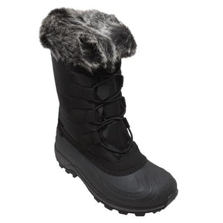 Women's Nylon Winter Black Leather Boots-Womens Leather Boots-Inland Leather Co-6-Black-M-Inland Leather Co