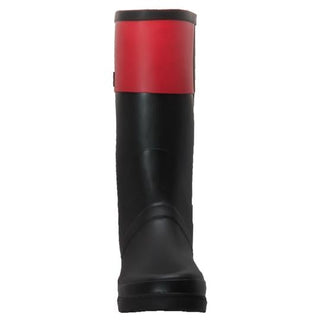 Women's Rubber Rider Boot With Red Cuff Black Leather Boots-Womens Leather Boots-Inland Leather Co-Inland Leather Co