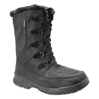 Womens Waterproof Nylon Winter Leather Boots-Womens Leather Boots-Inland Leather Co-6-Black-M-Inland Leather Co