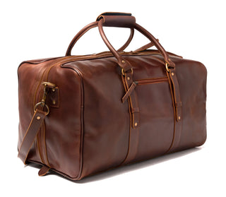 Full Grain Leather Duffel Bag, Personalized Leather Weekender Travel Luggage Overnight Duffle Bag-Inland Leather Co