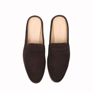 Reggie Backless Leather Loafers Dark Brown