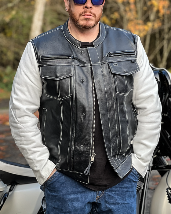 Vincent Men's Cafe Style Leather Jacket