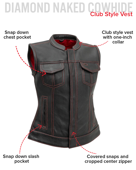 Jessica Perforated Women's Motorcycle Leather Vest
