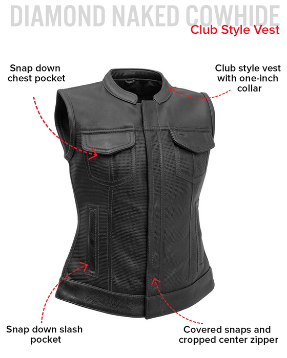 Jessica Perforated Women's Motorcycle Leather Vest