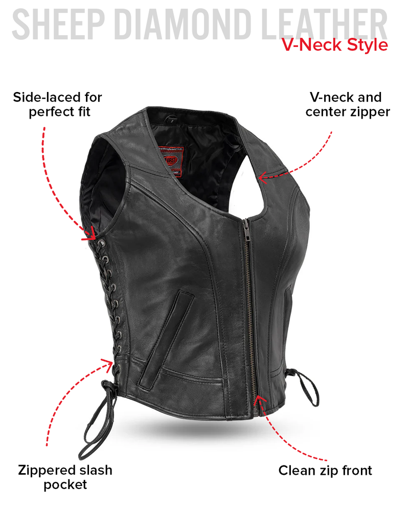 Raven Women's Motorcycle Leather Vest