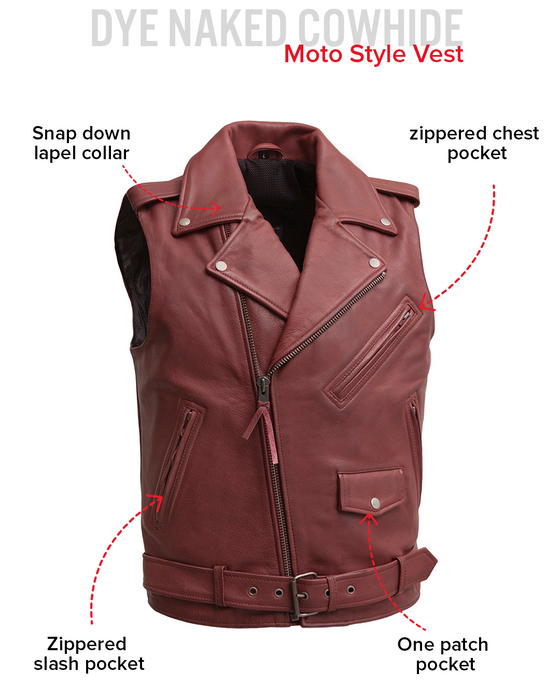 Roller - Men's Motorcycle Leather Vest