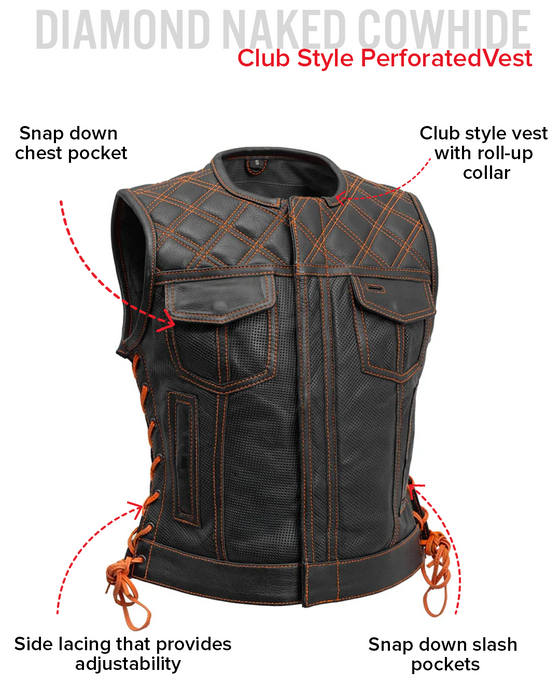 Bonnie Perforated Women's Motorcycle Leather Vest