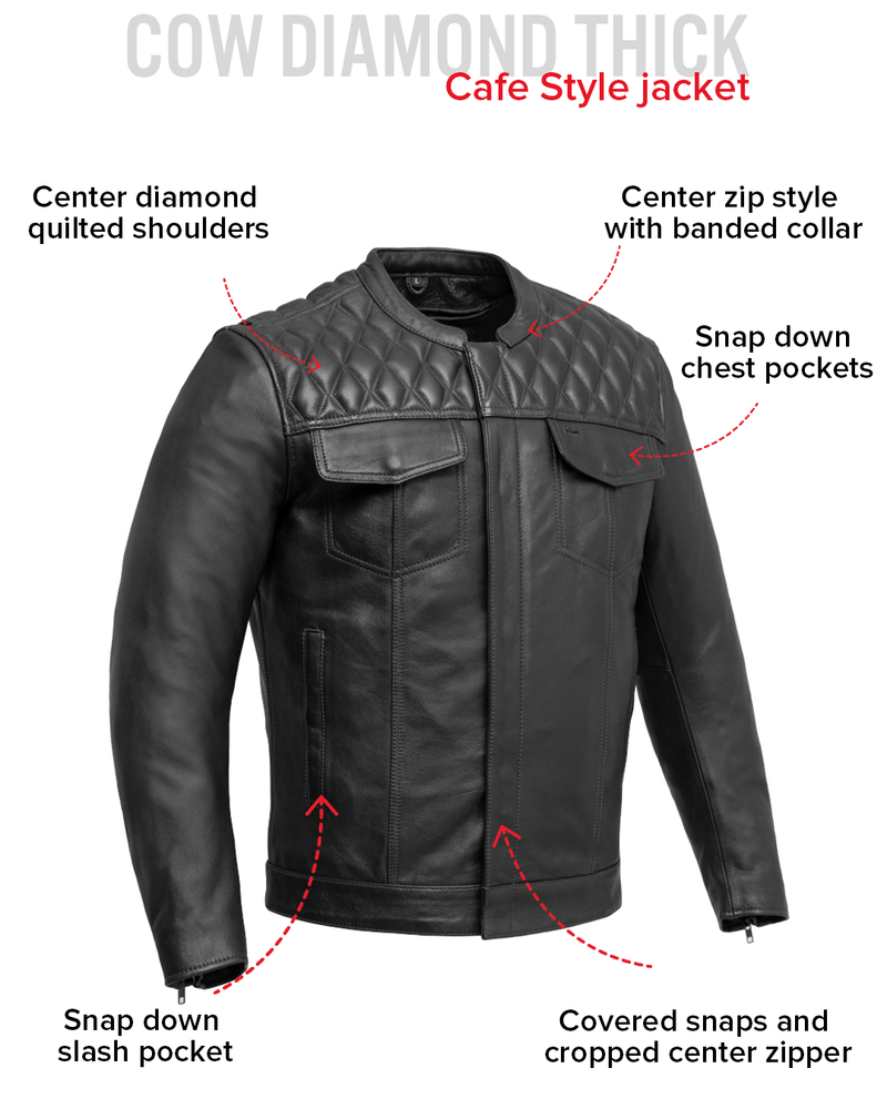 Cinder Men's Cafe Style Leather Jacket
