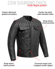 Cinder Men's Cafe Style Leather Jacket