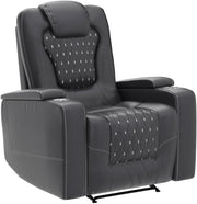 Power Recliner Chair Set of 3 – Black Leather with USB Ports & Cup Holders