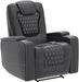 Power Recliner Chair Set of 3 – Black Leather with USB Ports & Cup Holders