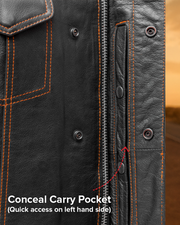 The Cut Men's Motorcycle Leather Vest, Multiple Color Options