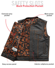The Cut Men's Motorcycle Leather Vest, Multiple Color Options