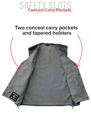 Gambler Men's Motorcycle Denim Vest