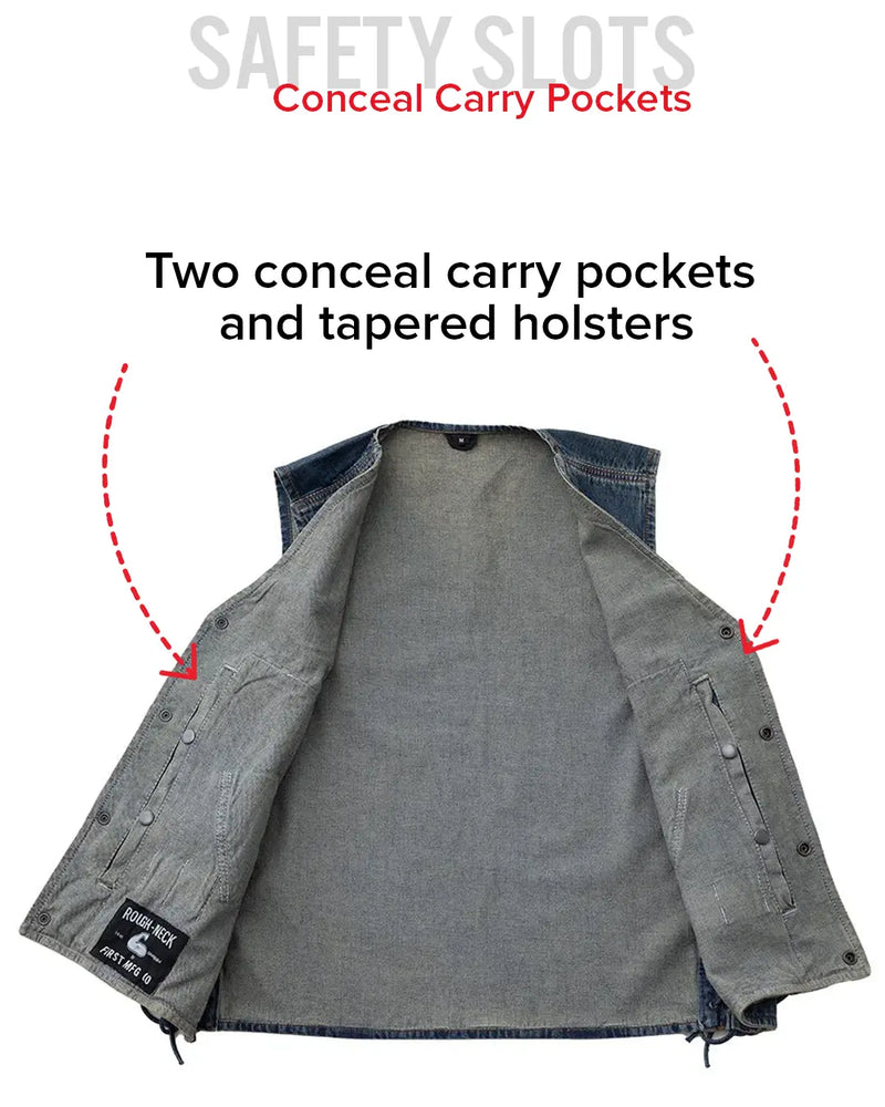 Gambler Men's Motorcycle Denim Vest
