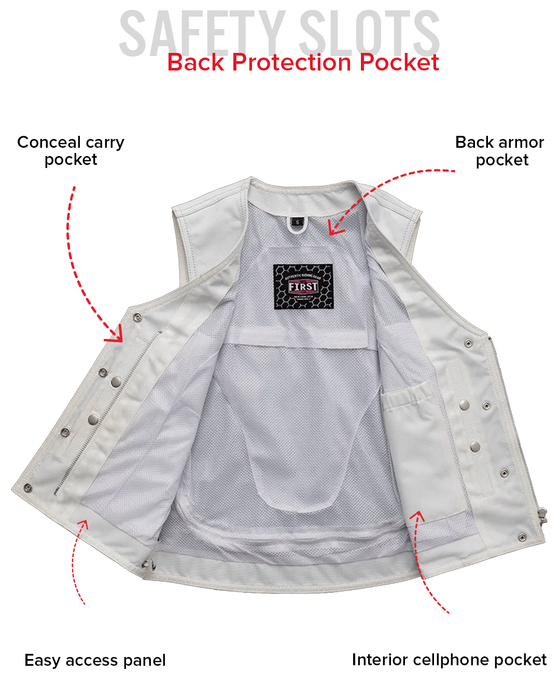 Beryl - Women's Motorcycle Leather Vest - White