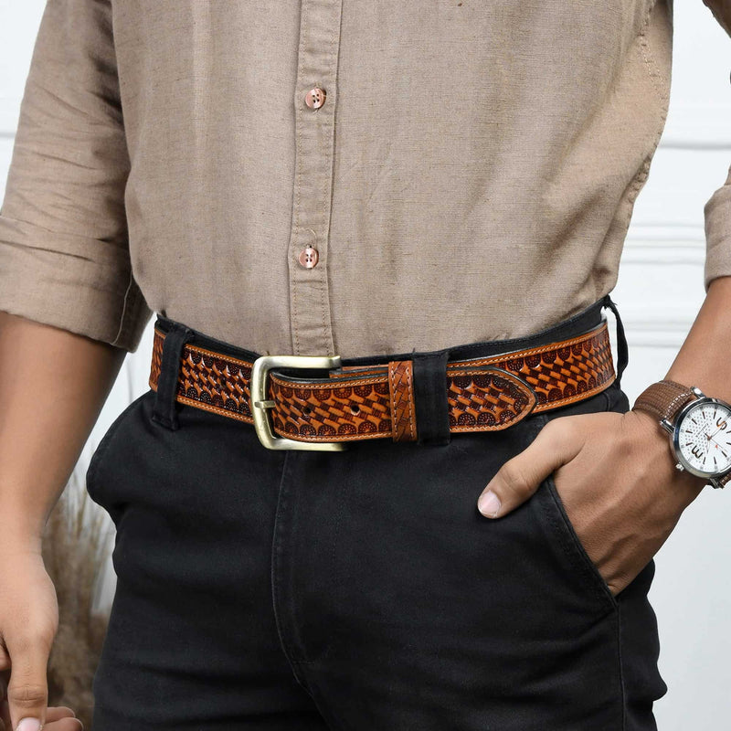 Men's Modern Western Buffalo Leather Belts