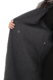 Genuine Silver Fox Fur Wool Coat for Women